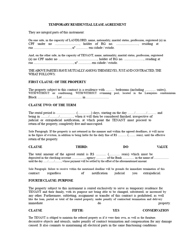 residential-rental-agreement-for-seasonal-rental.doc | PDF | Lease ...