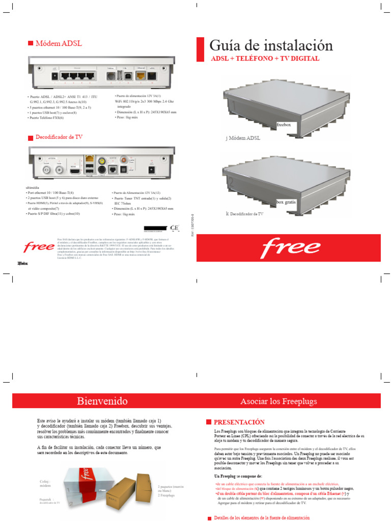 Guía de Instalación del Módem ADSL Freebox | PDF | Wifi | Módem
