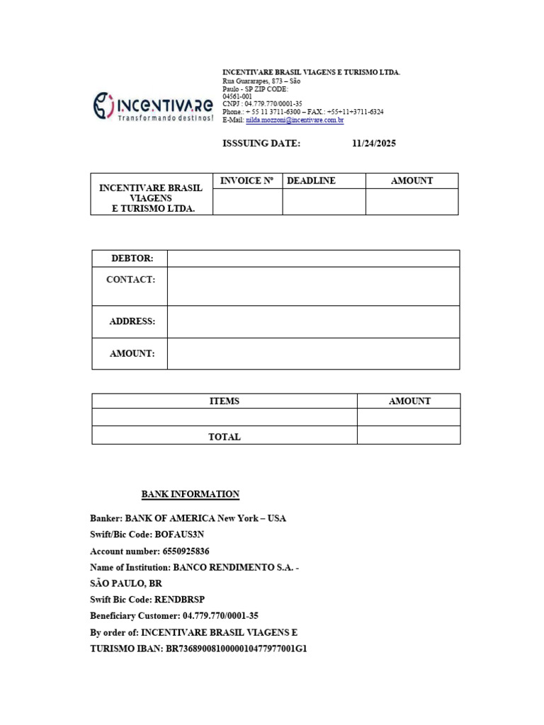 Invoice em Dollar | PDF