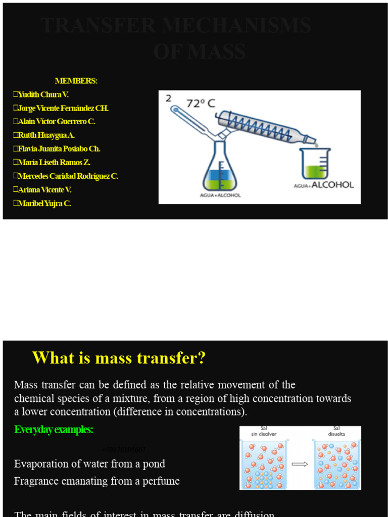Mass Transfer Mechanisms Power Point Group 5 | PDF | Diffusion | Phase ...