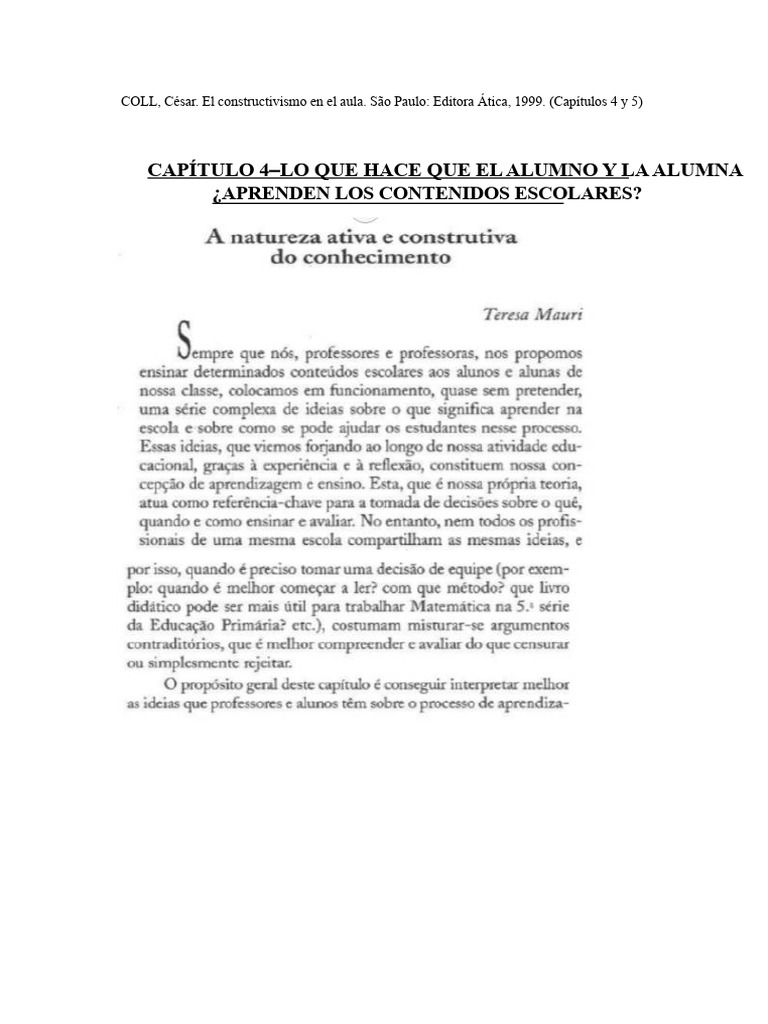 Coll, César. El Constructivismo en El Aula | PDF