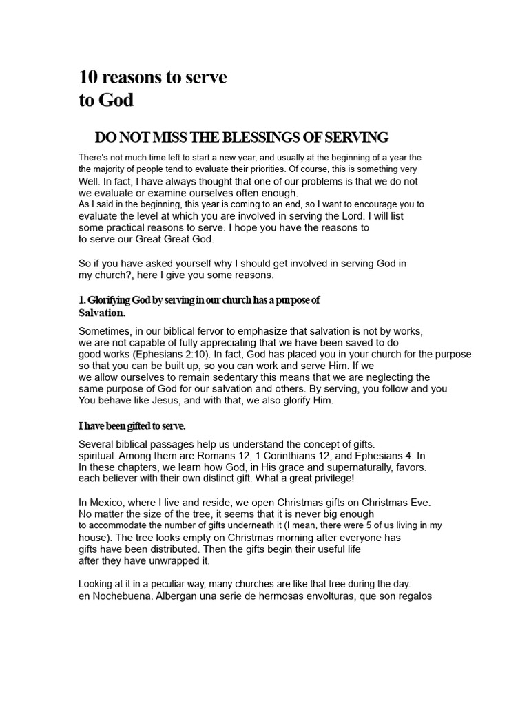 10 Reasons to Serve God Effectively | PDF | Jesus | God