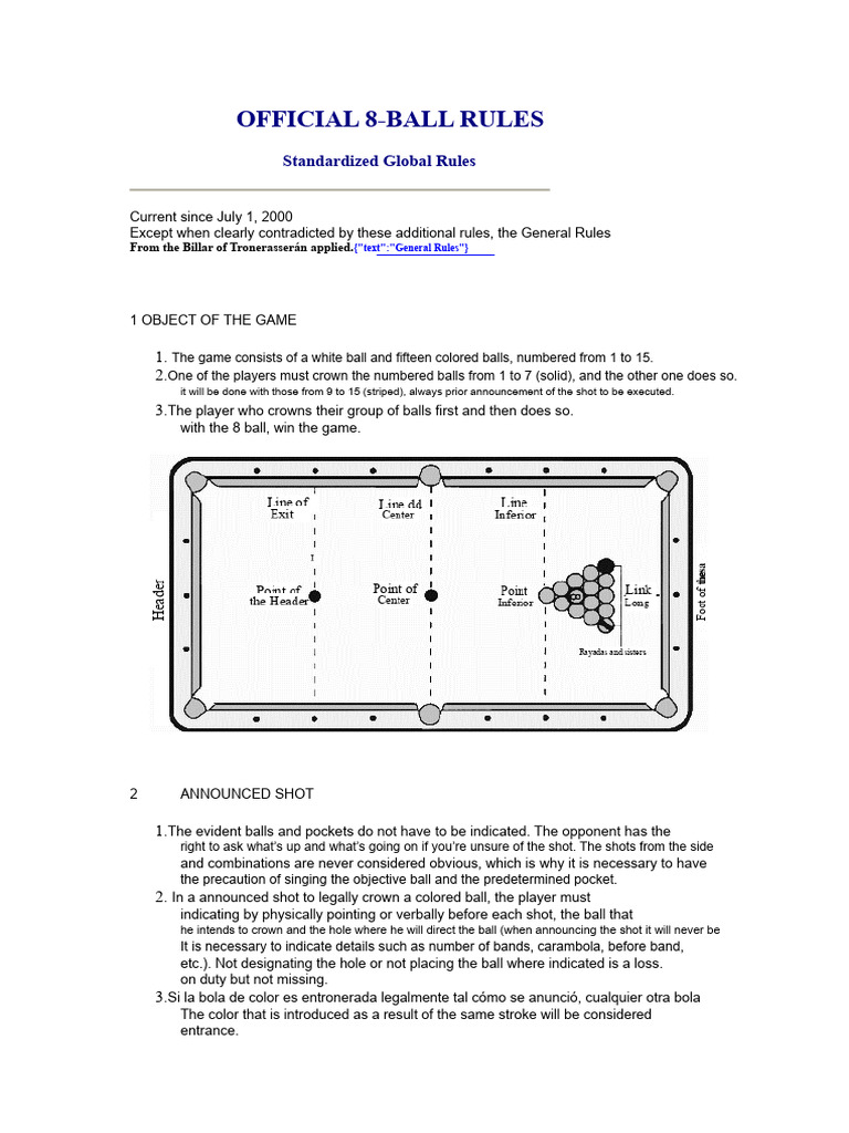 Official 8-Ball Pool Rules Guide | PDF | Sport Variants | Sports Rules ...