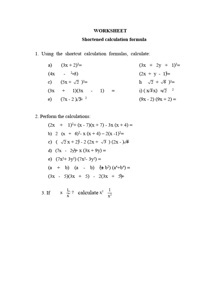 Fisa Shortened Calculation Formula | PDF