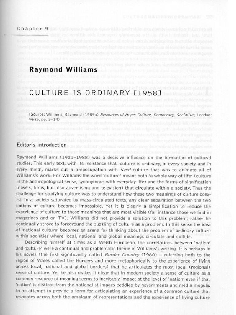 Raymond Williams - Culture is Ordinary