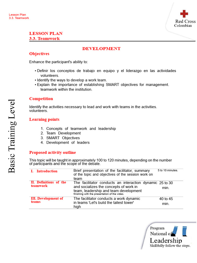 Teamwork and Leadership Lesson Plan | PDF | Leadership | Goal