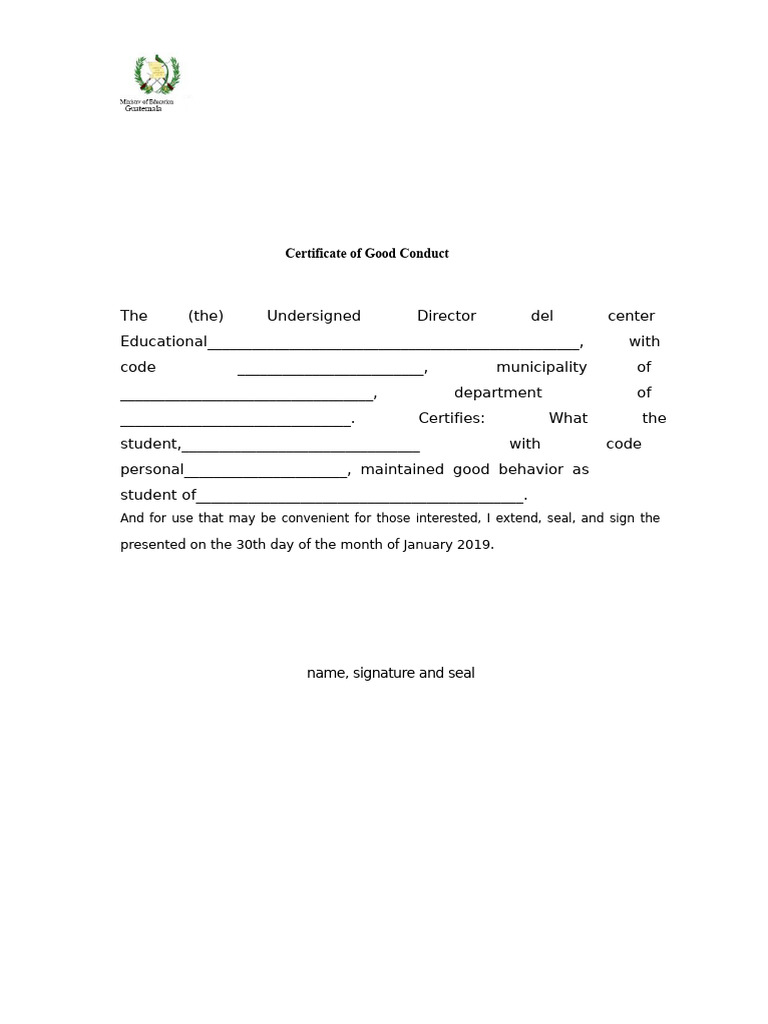 Letter of Good Conduct | PDF
