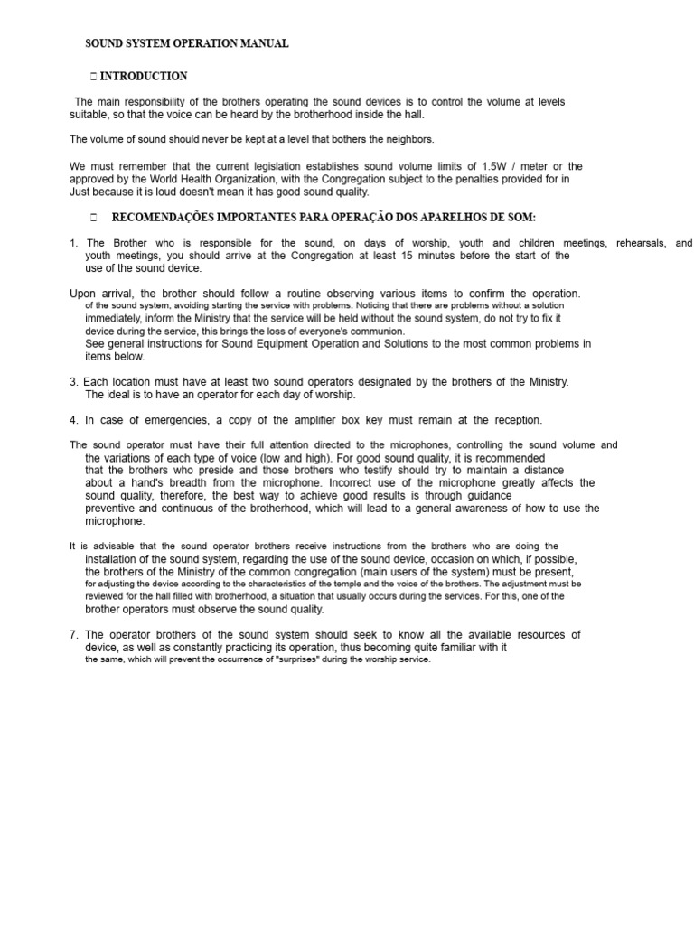 Operating Manual of the Sound System | PDF | Equalization (Audio ...
