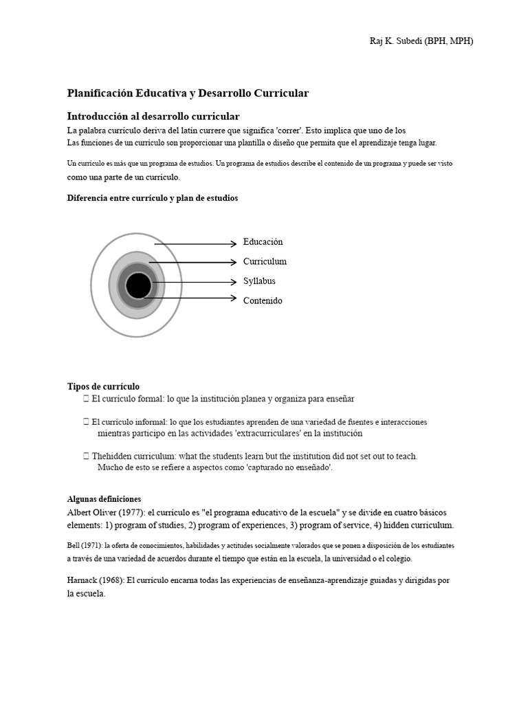 Planificación Educativa y Desarrollo Curricular | PDF | Plan de ...