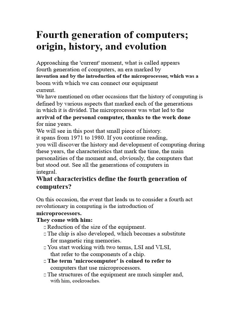 Fourth Generation Computers: History & Impact | PDF | Microcomputers ...