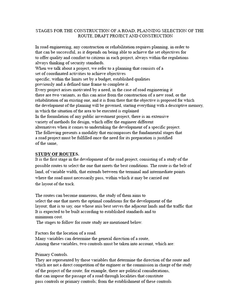 Stages for the Construction of a Roadway | PDF | Road | Road Surface