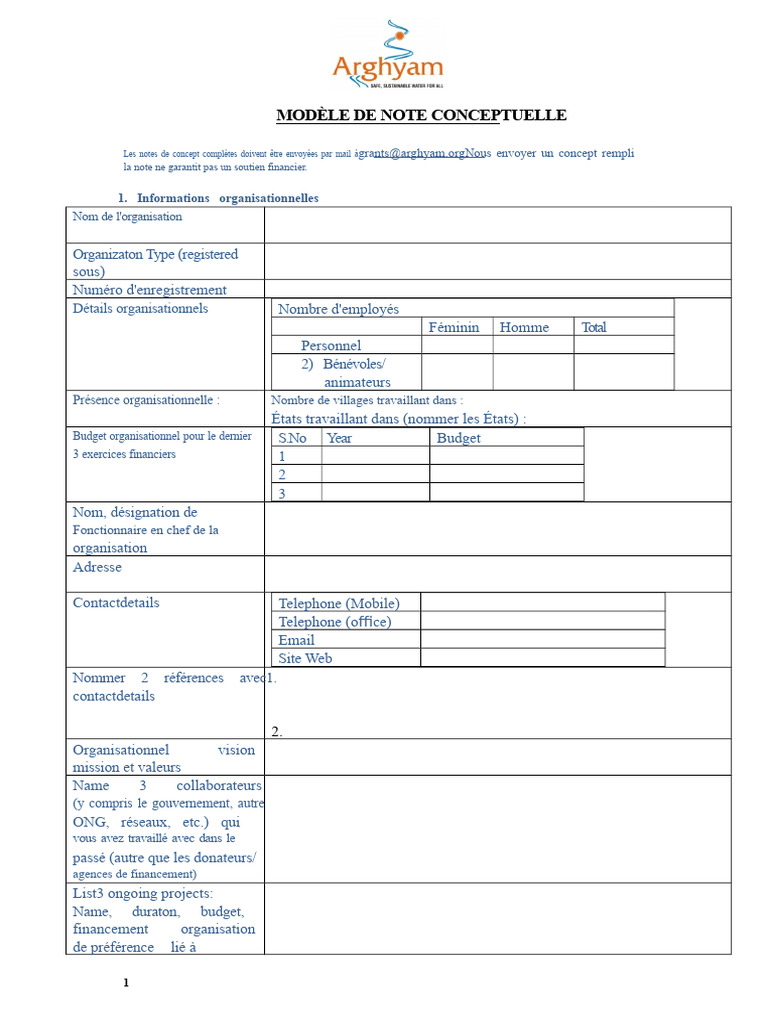 Modèle de note conceptuelle pour projets | PDF