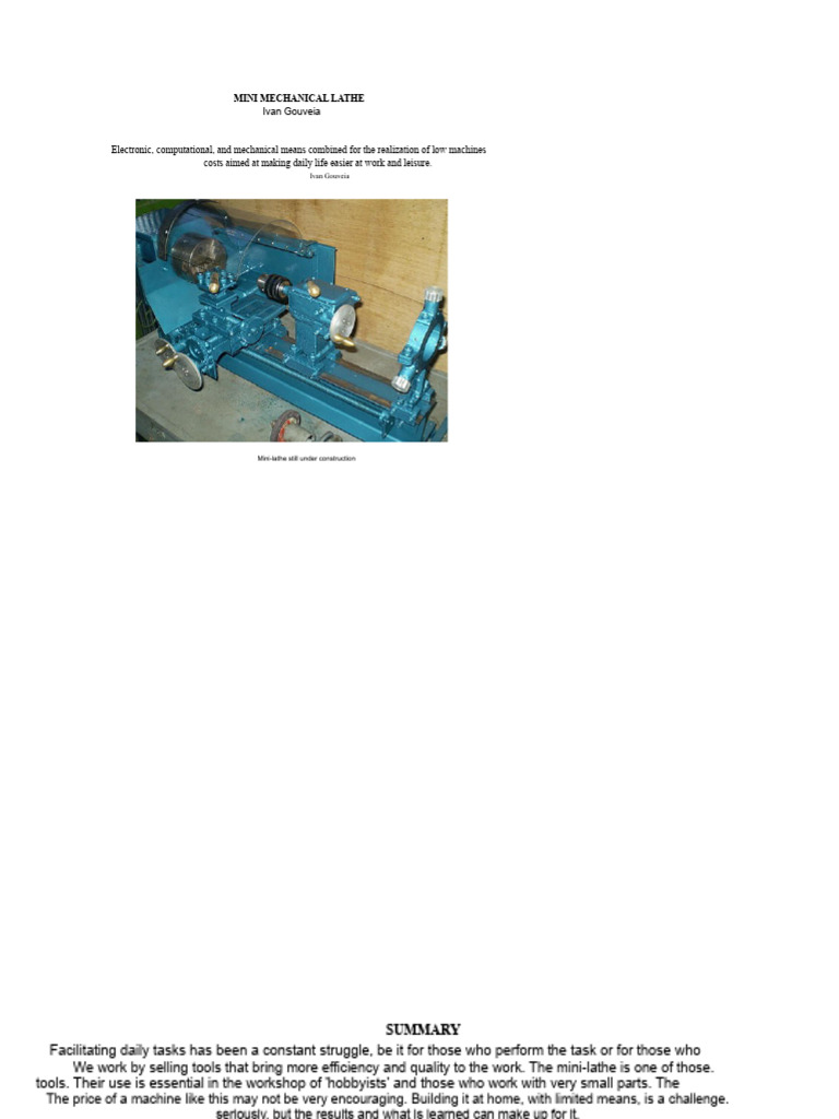 Build Your Own Mini Mechanical Lathe | PDF | Screw | Drill