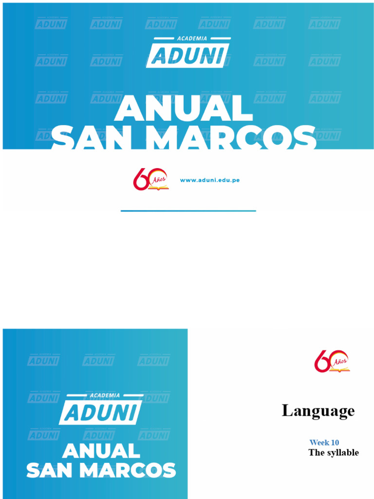 Annual San Marcos - Language Week 10 | PDF | Syllable | Consonant