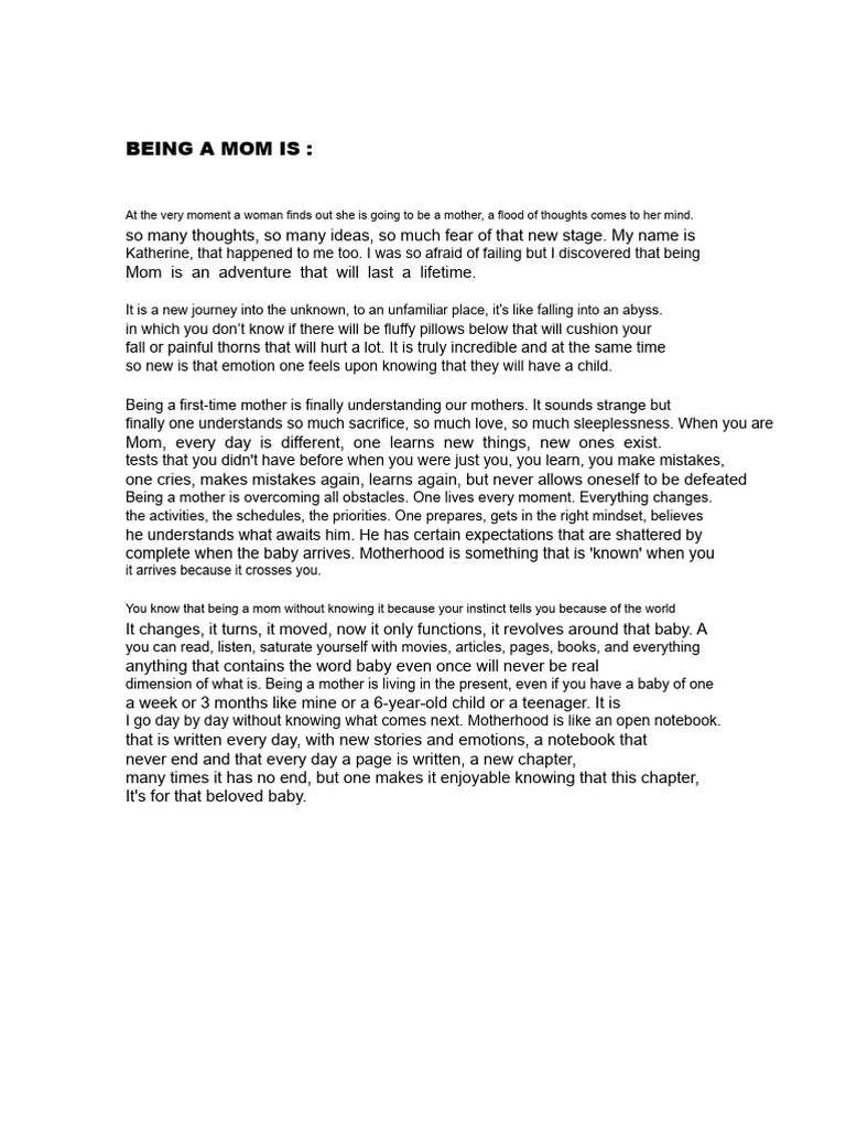 Being A Mom | PDF