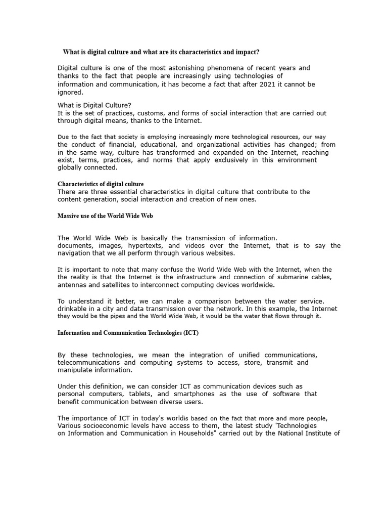 Understanding Digital Culture and Its Impact | PDF | Internet ...