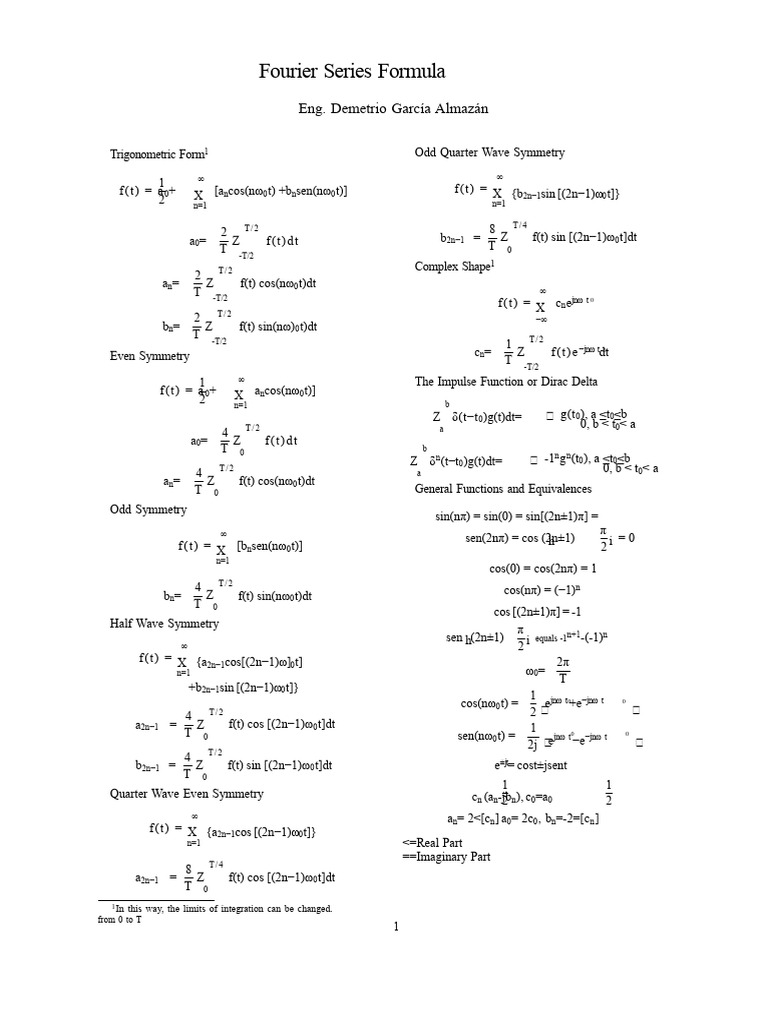 Fourier Series Form | PDF | Fourier Series | Trigonometric Functions