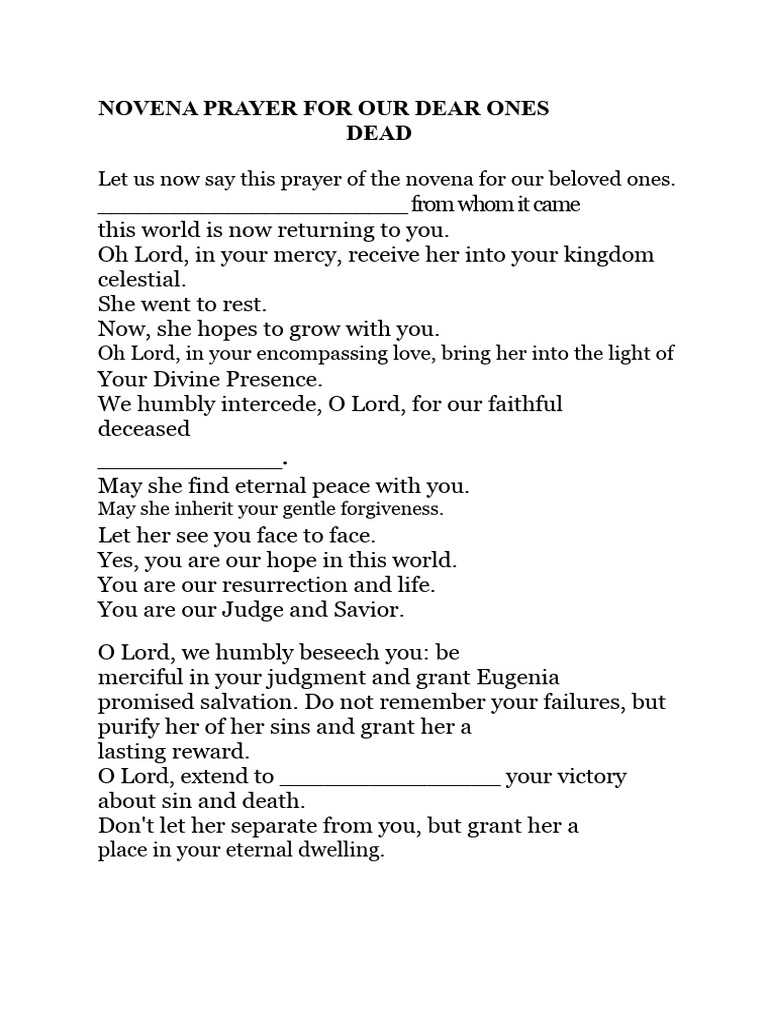 Novena Prayer for the Deceased | PDF | God In Christianity | Salvation