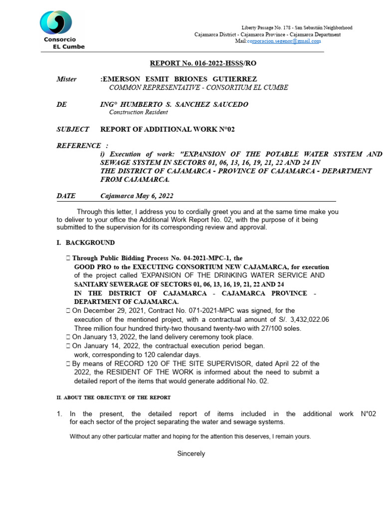 Report of Additional Work No. 16 ok | PDF | Concrete | Pipe (Fluid ...