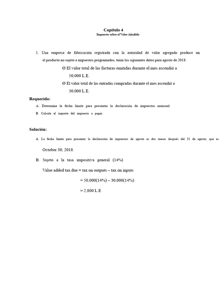 Problemas de IVA - Resueltos | PDF | Impuesto al valor agregado | Impuestos
