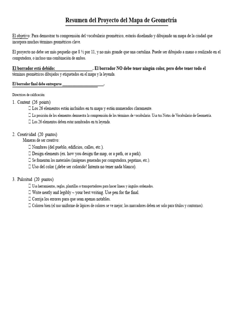 Proyecto de Mapa de Geometría Escolar | PDF | Geometría euclidiana ...