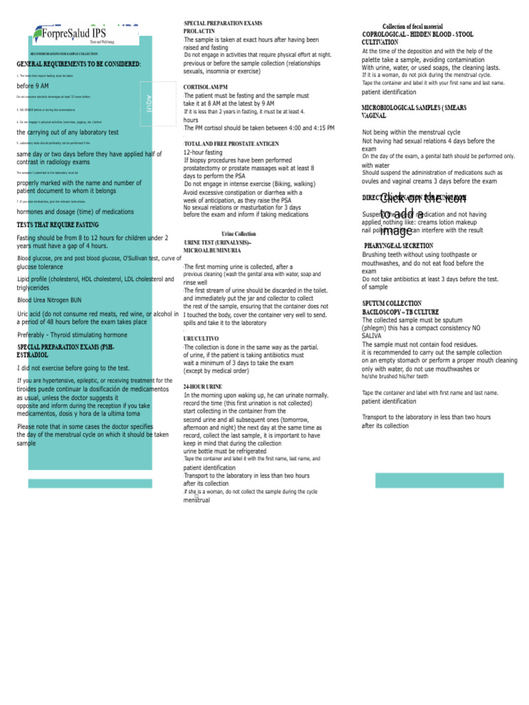 Sample Collection Guidelines for Lab Tests | PDF | Prostate Specific ...