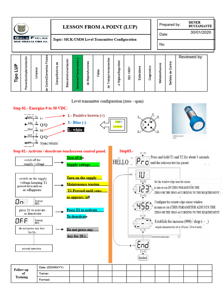 Sick-UM30 Level Transmitter Setup Guide | PDF