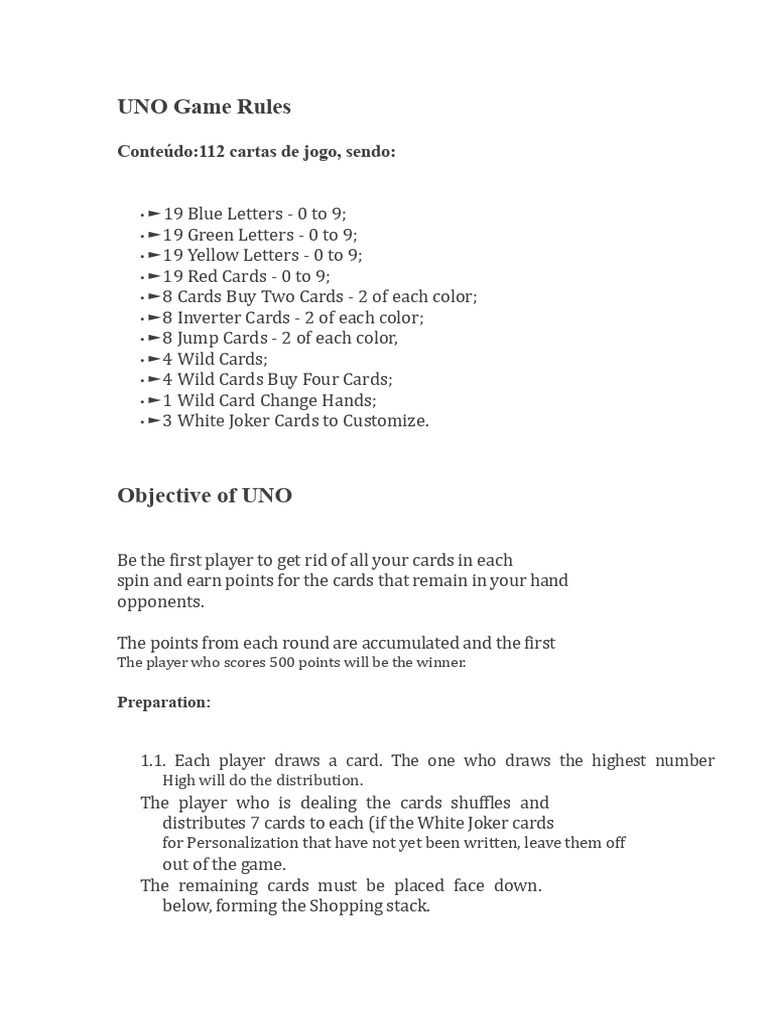 UNO Game Rules and Scoring Guide | PDF | Gaming | Consumer Goods