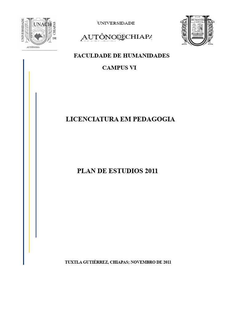 Plano de Estudos em Pedagogia UNACH 2011 | PDF | Pedagogia | Sociologia