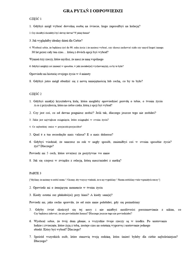 Gra W Pytania I Odpowiedzi | PDF