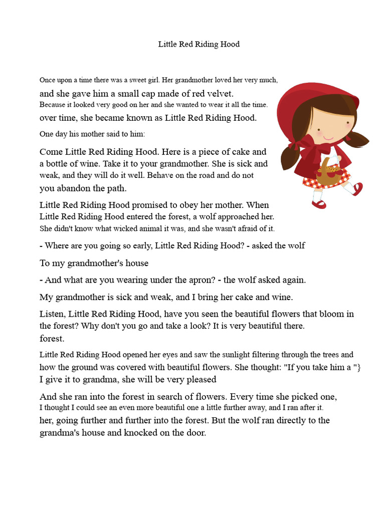 Little Red Riding Hood.docx | PDF | Little Red Riding Hood | Fairy Tales