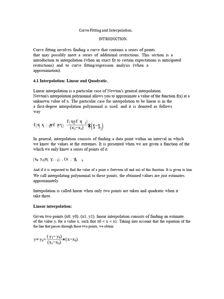 Curve Fitting and Interpolation Techniques | PDF | Interpolation ...