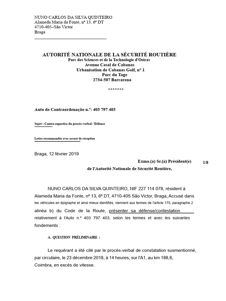 Contestation d'une contravention routière | PDF | Transport
