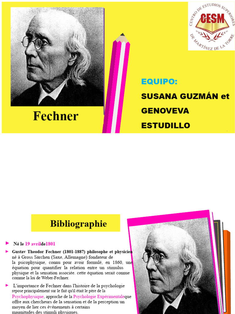 Contributions de Fechner à la psychophysique | PDF | Psychophysique ...
