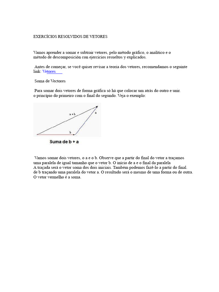 Exercícios de Soma e Subtração de Vetores | PDF | Vetor euclidiano ...