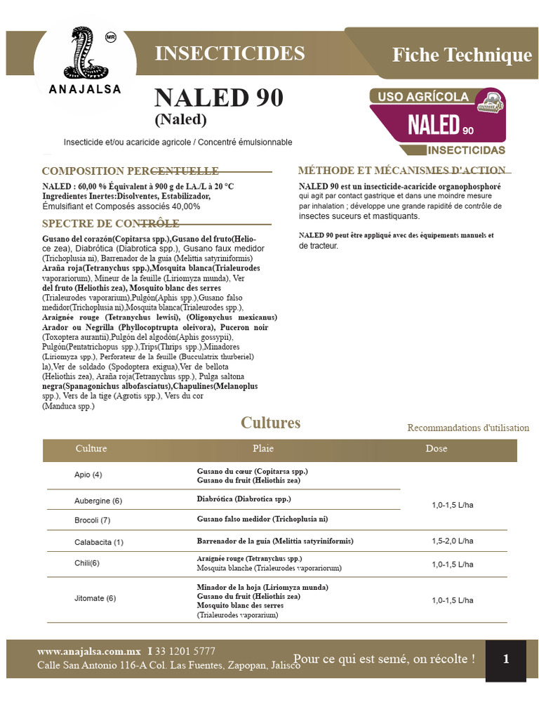 Insecticide Naled 90 : Utilisation et Dosage | PDF | Insecticide ...