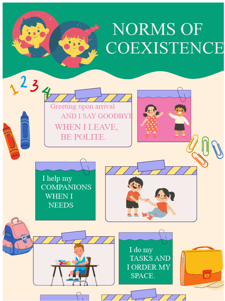 Infographic Rules of Coexistence in Colorful Green and Beige House (1 ...