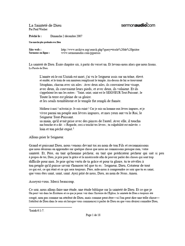 Comprendre la sainteté de Dieu | PDF | Saint | Dieu