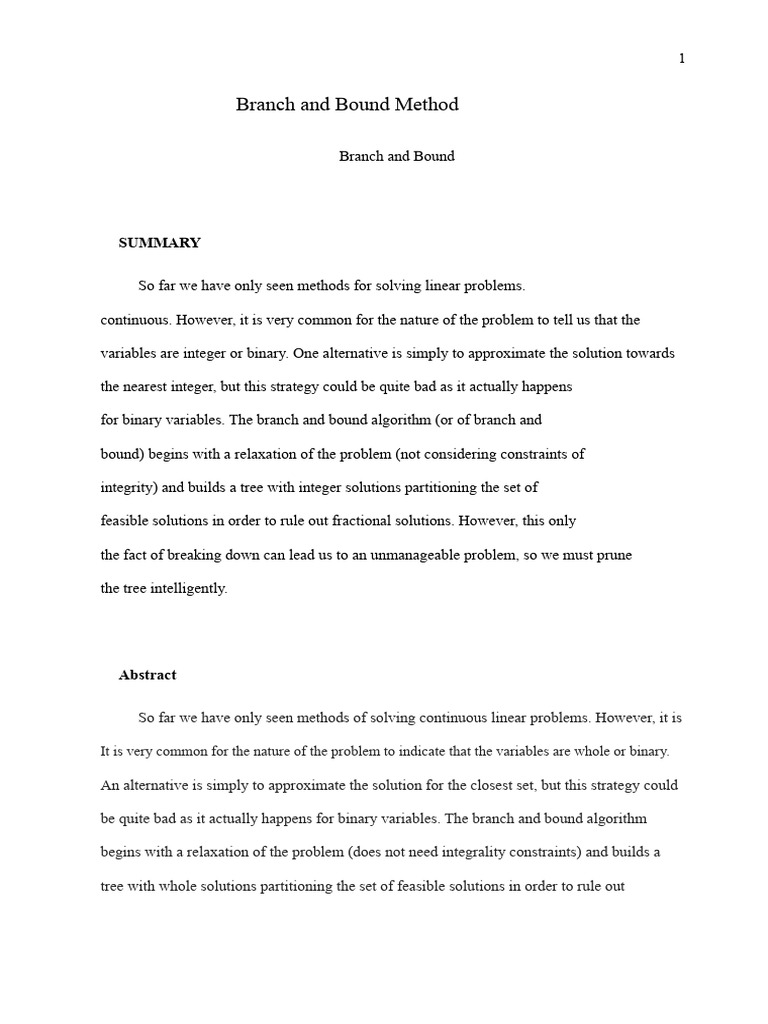 Branch and Bound for Integer Programming | PDF | Linear Programming ...