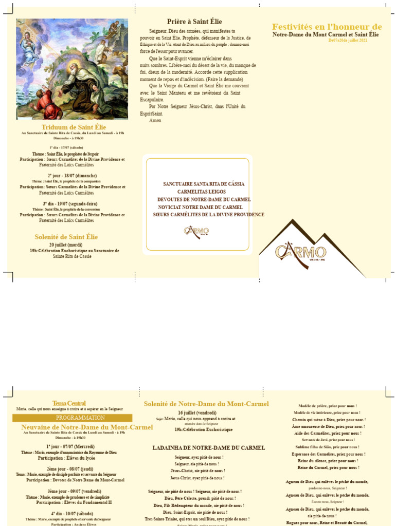 Prière et festivités de Saint Élie | PDF | Marie, mère de Jésus | Élie