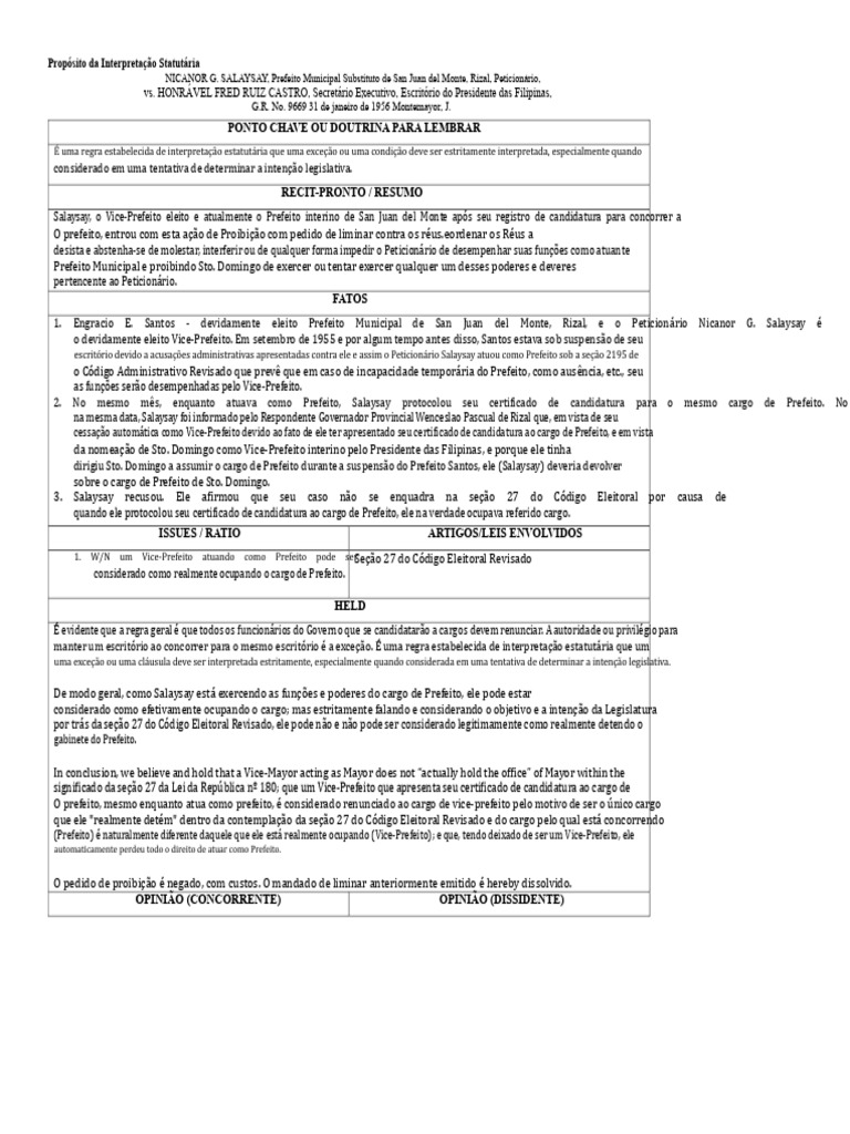 Interpretação de Exceções em Direito Eleitoral | PDF | Prefeito | Governo