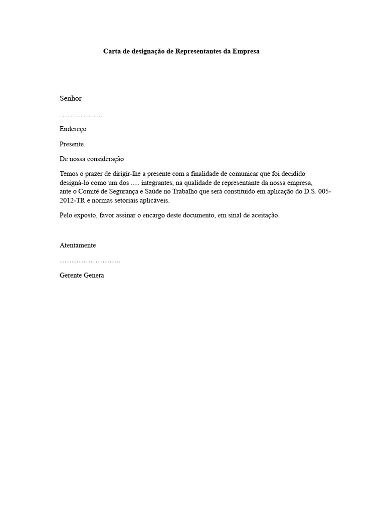 Designação de Representante da Empresa | PDF