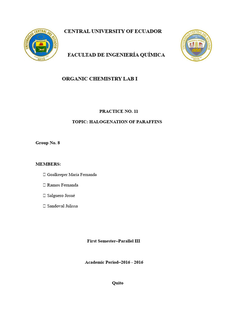 Halogenation of Paraffins Experiment | PDF | Alkane | Chemical Reactions