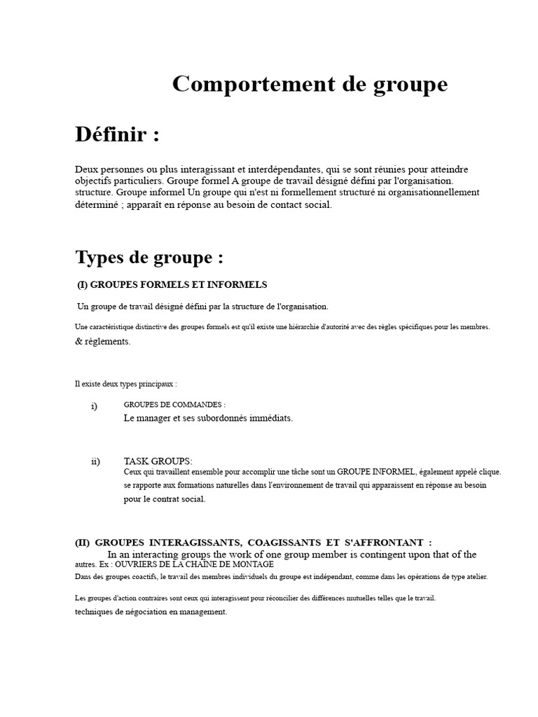 Types et dynamiques des groupes sociaux | PDF | Identité (Science ...