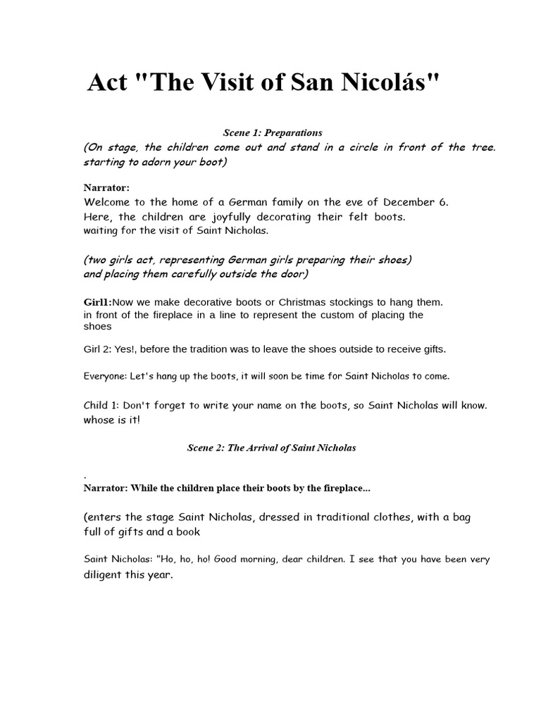 Saint Nicholas Visit Play Script | PDF