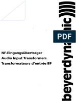 BeyerDynamic AudioInputTransformers Catalog