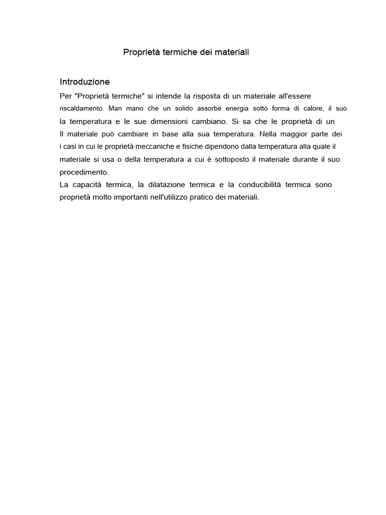 Proprietà Termiche Dei Materiali | PDF