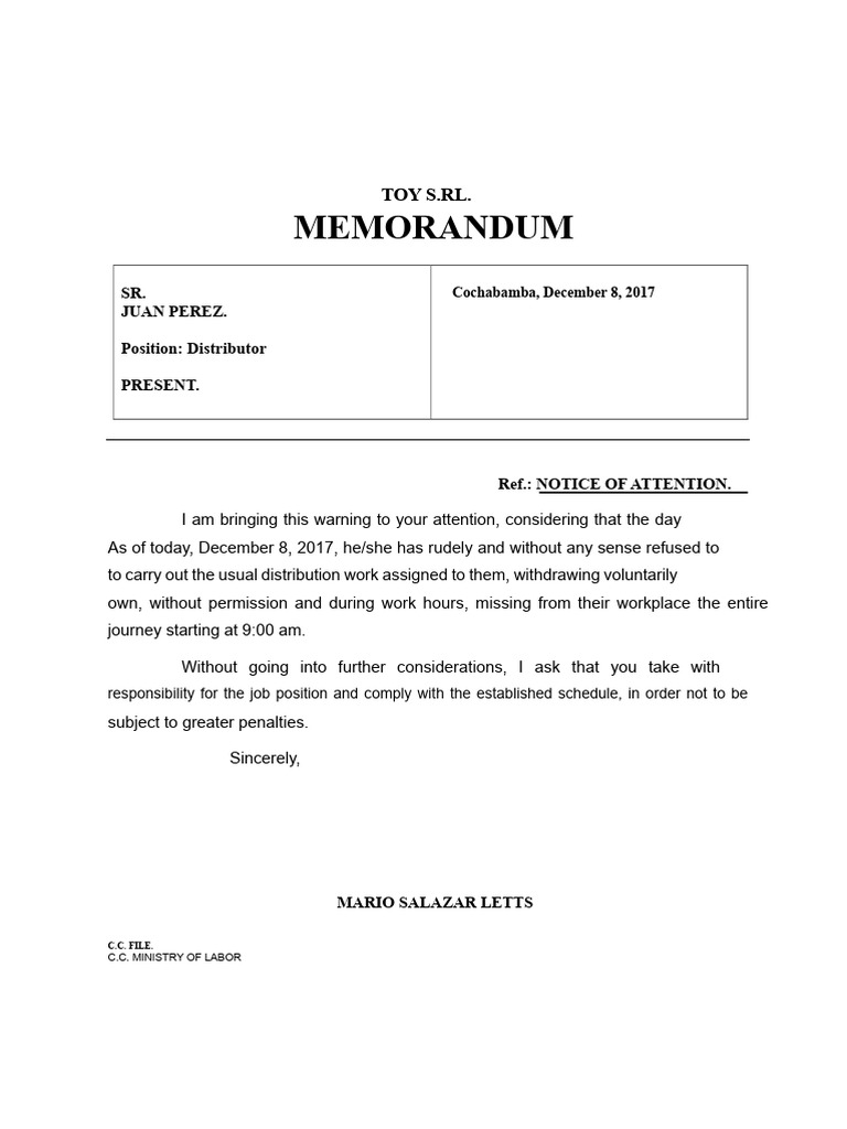 Distribution Warning Notice to Employee | PDF