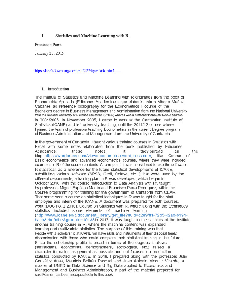 Statistics and Machine Learning with R.docx | PDF | Machine Learning ...