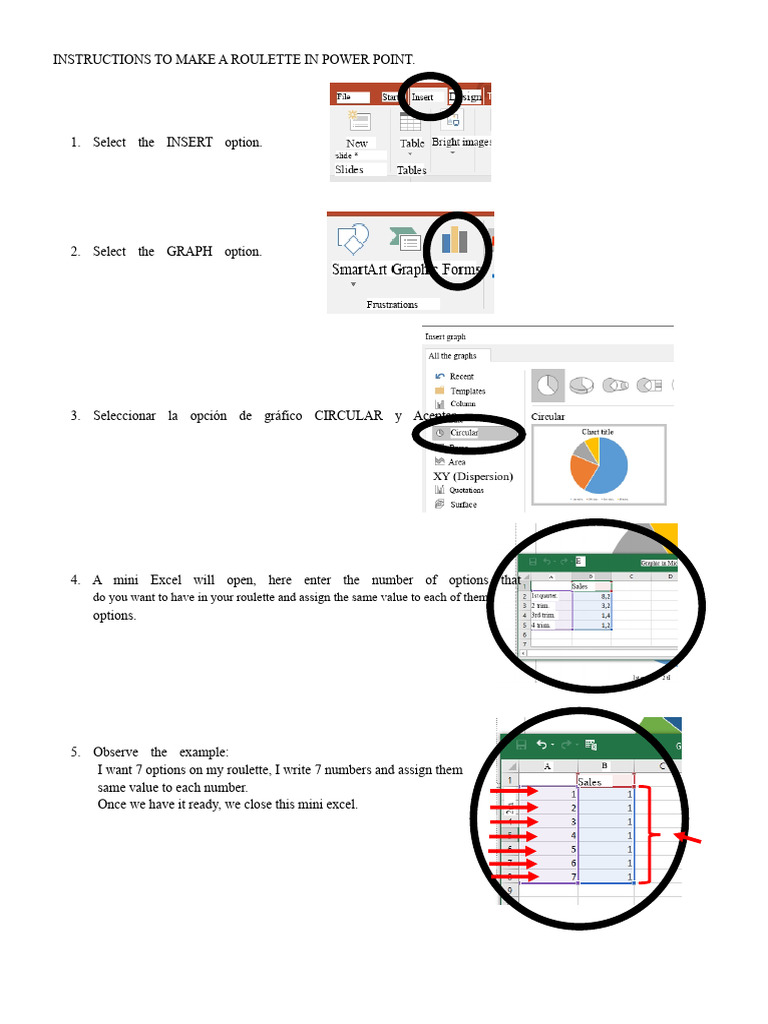 Instructions To Make A Roulette in Power Point | PDF